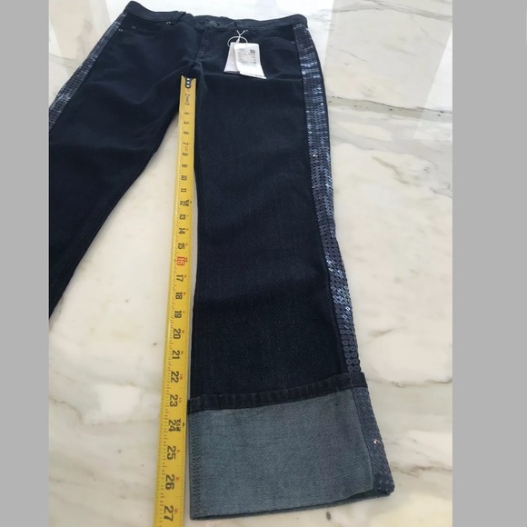 ESCADA SPORT LINDA BLUE SEQUINS CROPPED JEANS SIZE US 8 / 38 NWOTS! - Picture 15 of 16